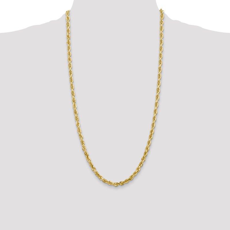 14K 26 Inch 5mm Diamond-cut Quadruple Rope Lobster Clasp Chain