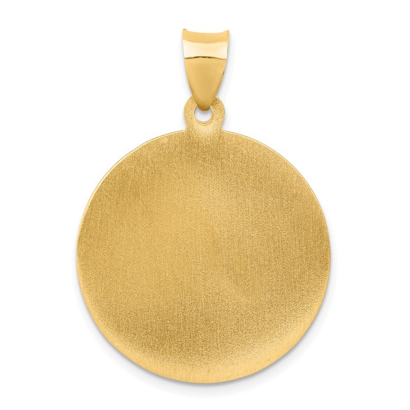 14k Polished and Satin Hollow St. Michael Medal Round Pendant