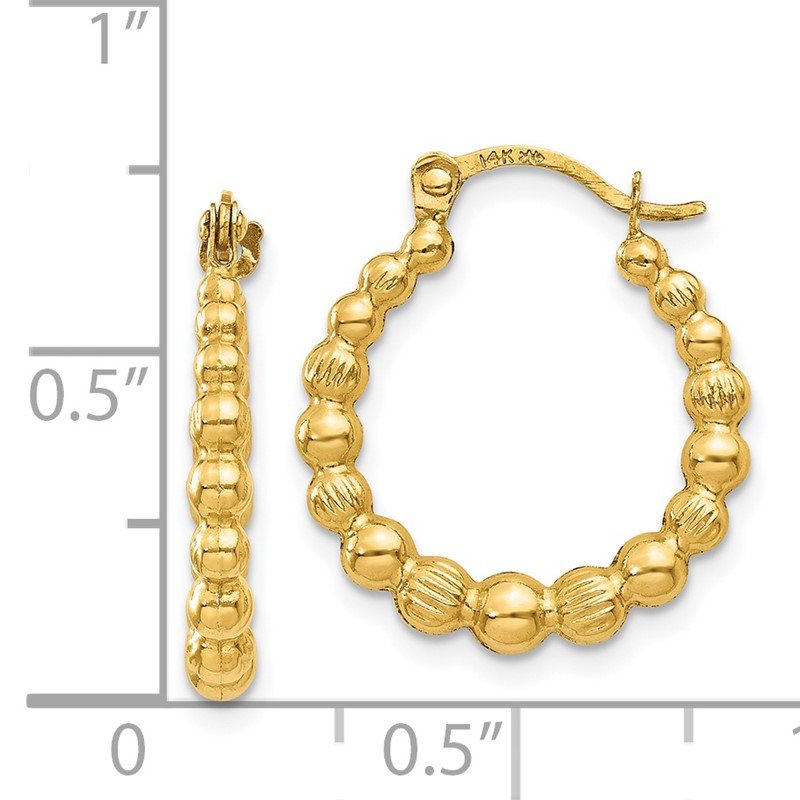 14K Beaded Hoop Earrings