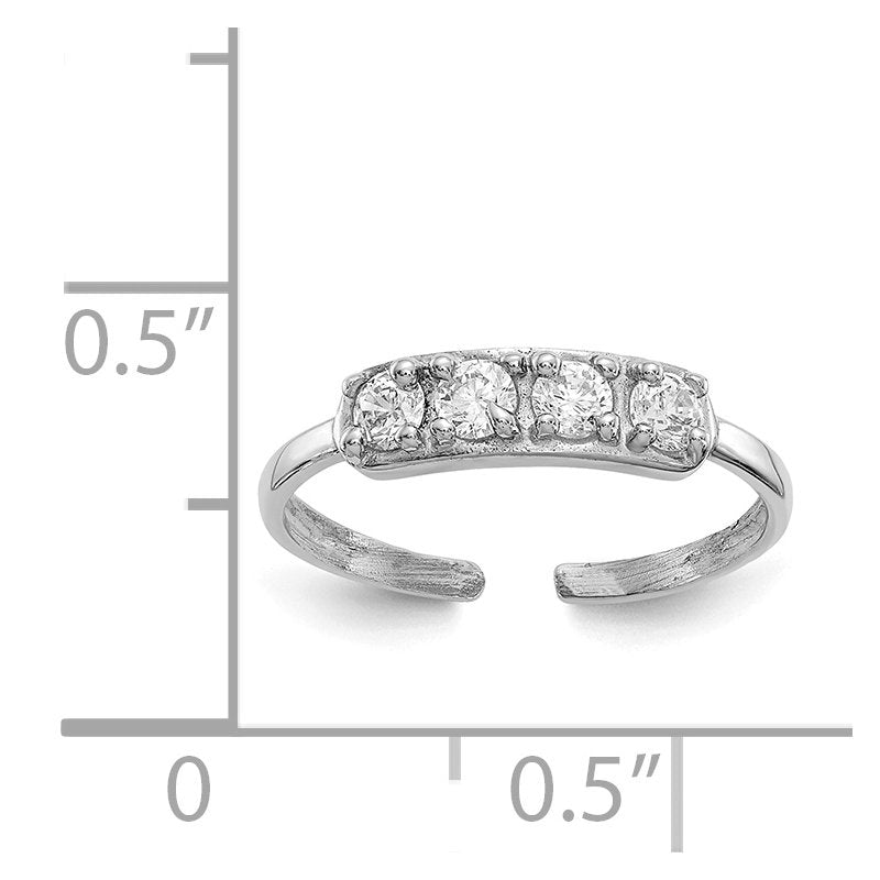 14k White Gold CZ Toe Ring
