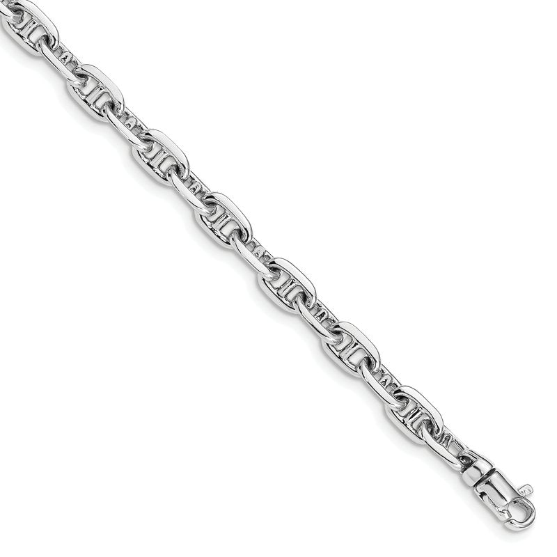 14K White Gold 18 inch 5.1mm Hand Polished Fancy Link with Lobster Clasp Chain