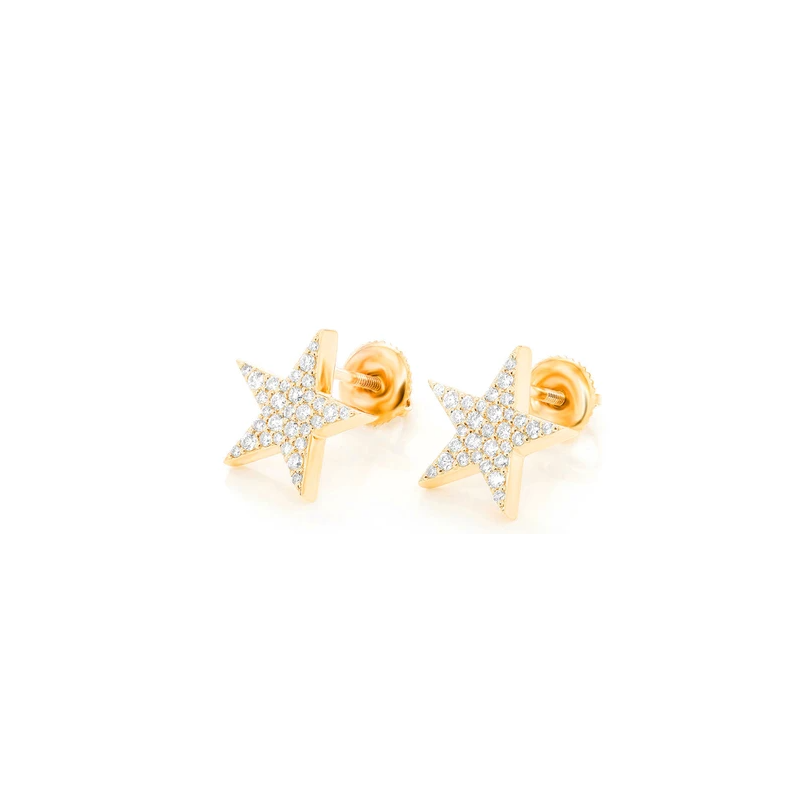 Five Point Star Stud Earrings 14K