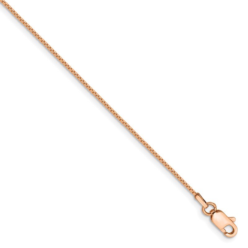 14K Rose Gold 10 inch .9mm Box Link with Lobster Clasp Chain Anklet