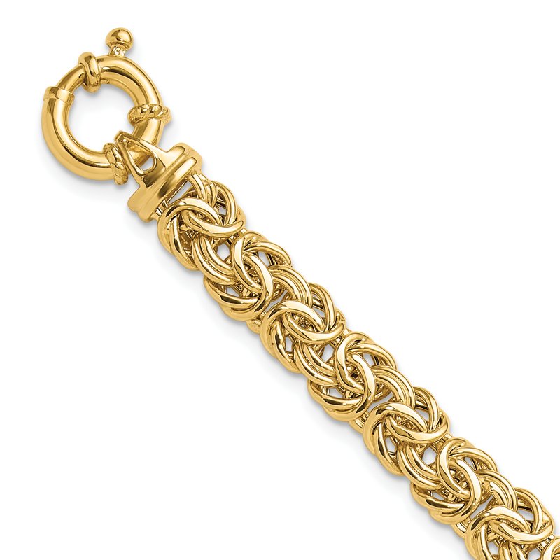 14k Fancy Graduated 7-12mm Flat Byzantine 17.5 inch Necklace
