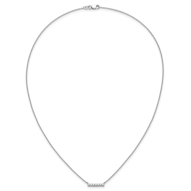 14k White Gold 1/10 carat Diamond Bar 18 inch Necklace