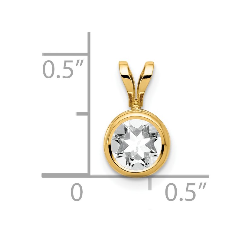 14k 6mm Round Cubic Zirconia Bezel Pendant