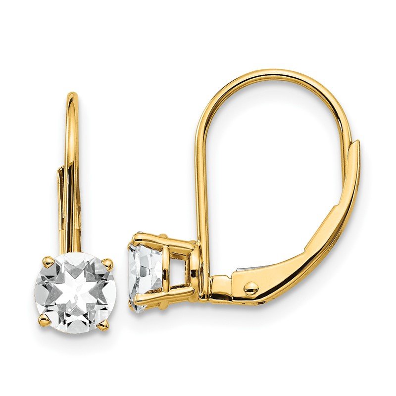 14k 5mm Round Cubic Zirconia Leverback Earrings