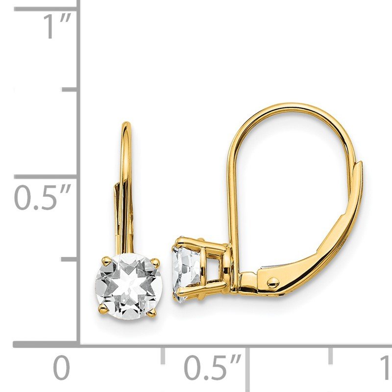 14k 5mm Round Cubic Zirconia Leverback Earrings
