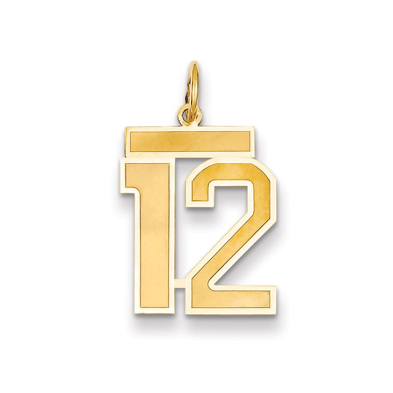 14k Medium Satin Number 12 Charm