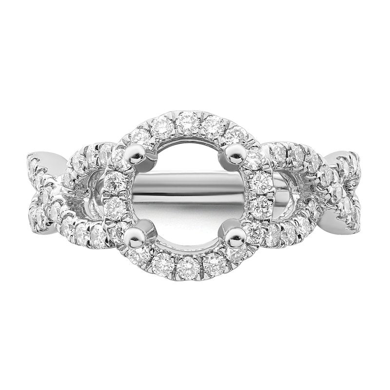 14K White Gold 3/4 carat Lab Grown Diamond VS/SI  D E F  Semi Mount Round Halo Engagement Ring