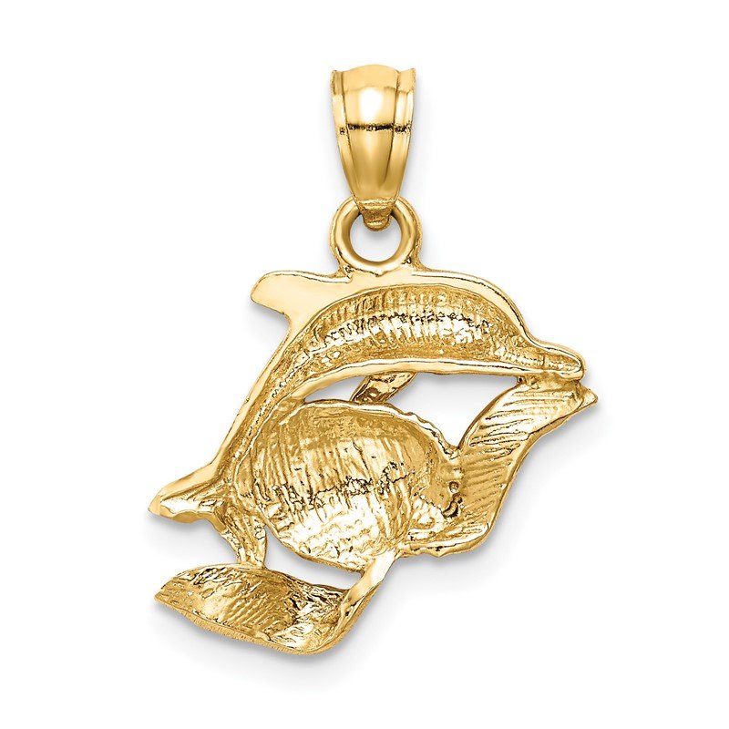 14k Dolphin Pair Pendant