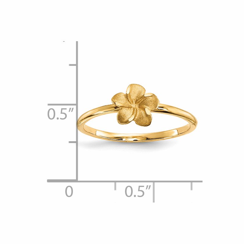 14k Satin & Diamond-cut Plumeria Ring