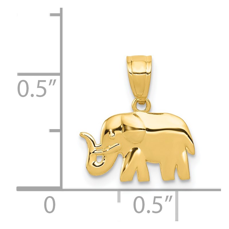 14k Polished Elephant Pendant