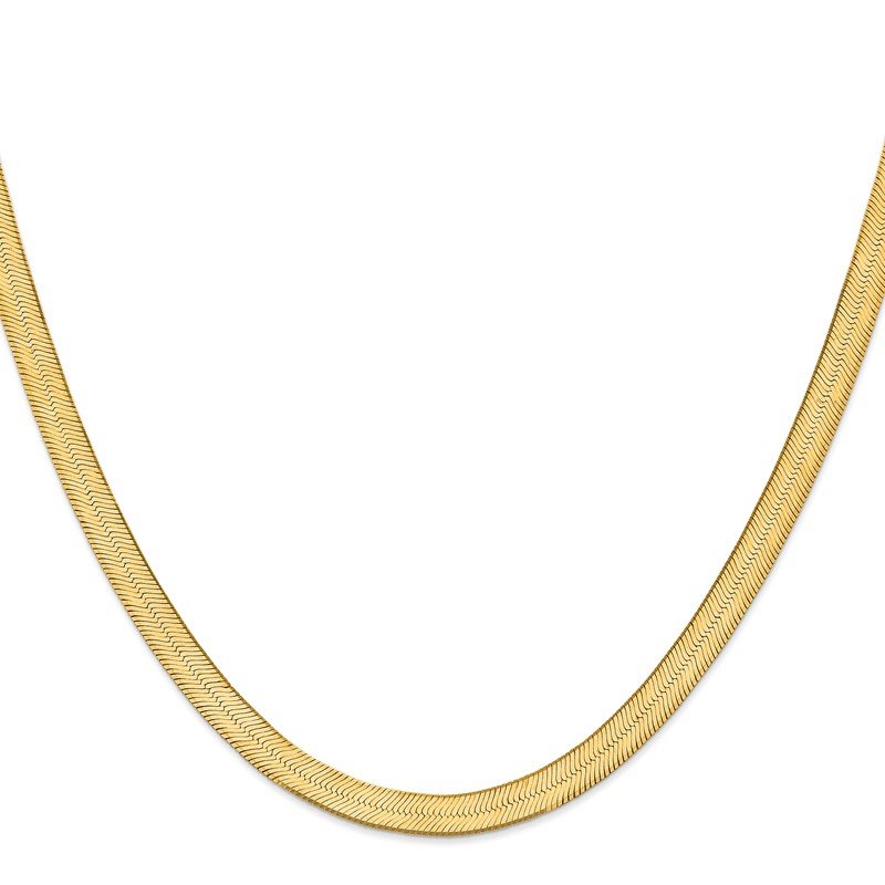 14K 16 inch 6.5mm Silky Herringbone with Lobster Clasp Chain