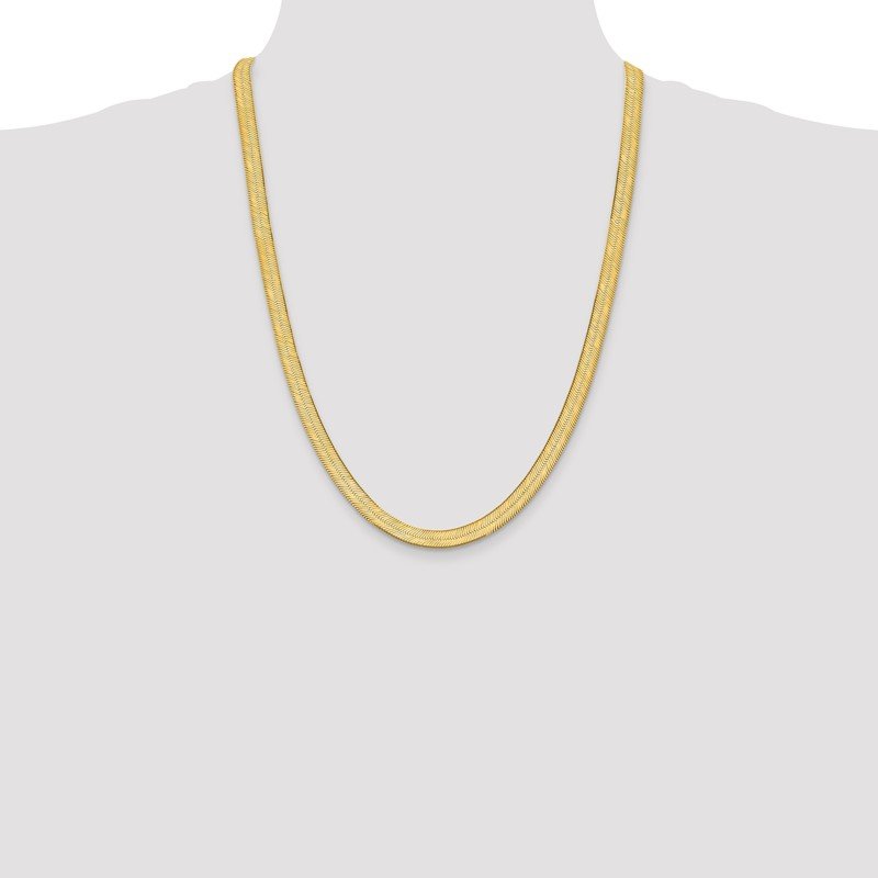 14K 16 inch 6.5mm Silky Herringbone with Lobster Clasp Chain