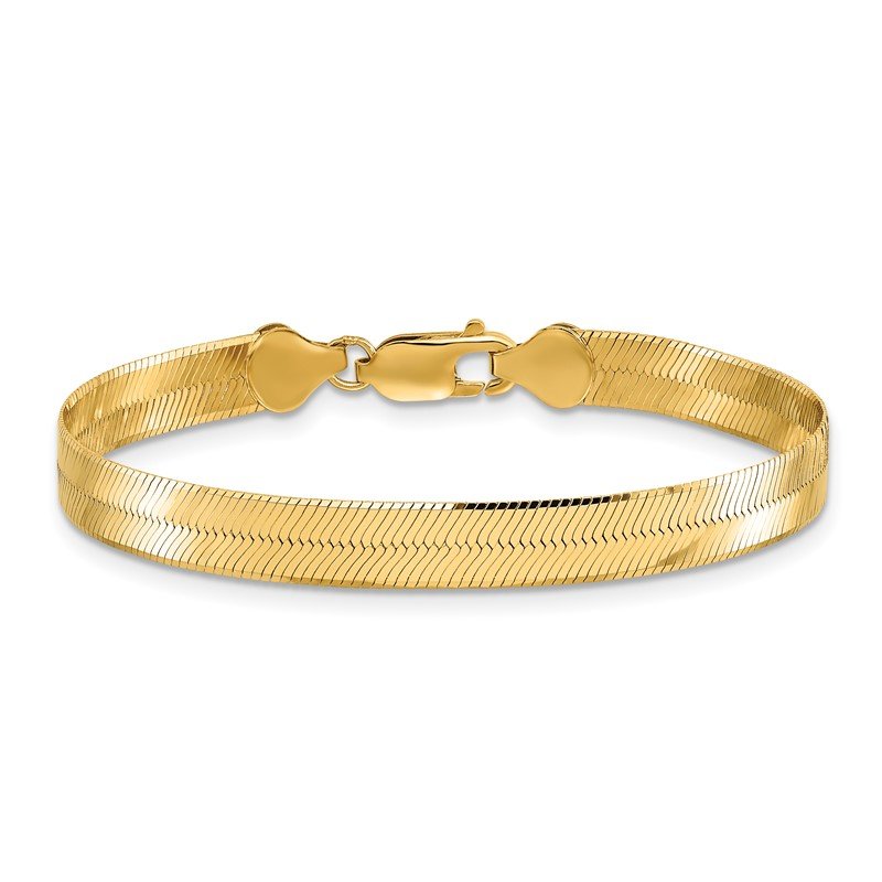14K 16 inch 6.5mm Silky Herringbone with Lobster Clasp Chain