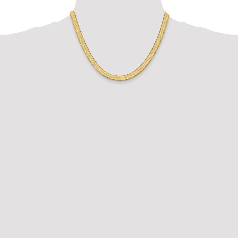 14K 16 inch 6.5mm Silky Herringbone with Lobster Clasp Chain