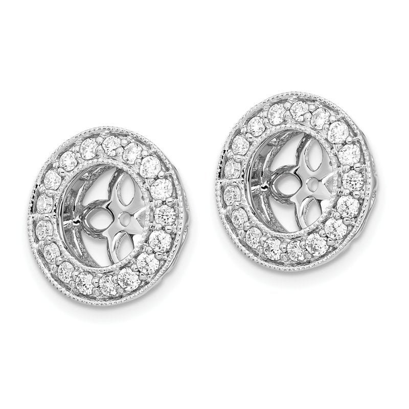 14K White Gold 1/2 carat Lab Grown Diamond VS+ F+ for 6.5-7mm Studs Complete Earring Jackets