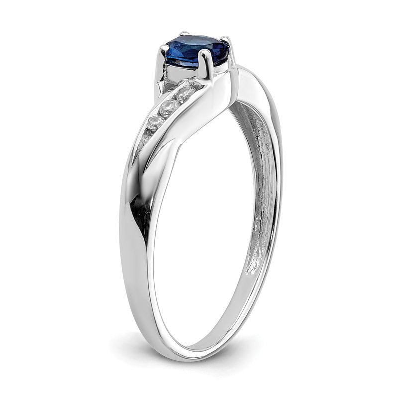 14k White Gold Oval Emerald Diamond Ring