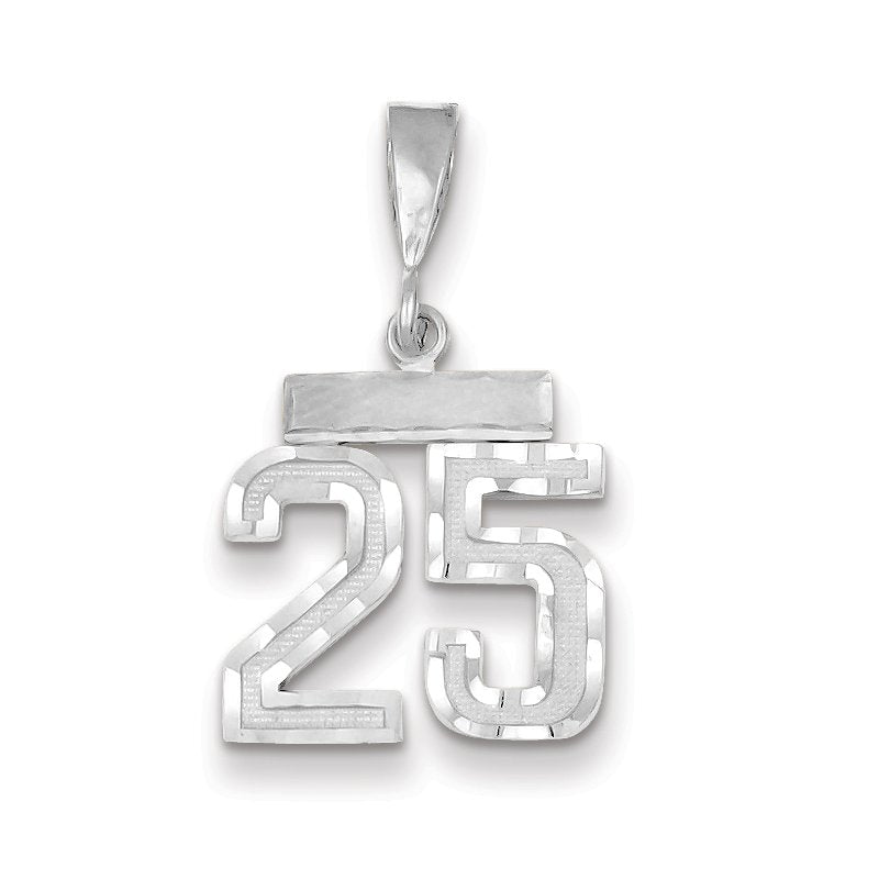 14kw Small Brushed Diamond-cut Number 25 Charm