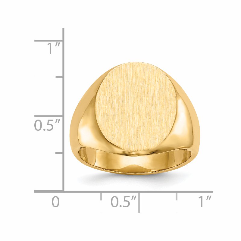 14k 14.5x17.5mm Closed Back Mens Signet Ring