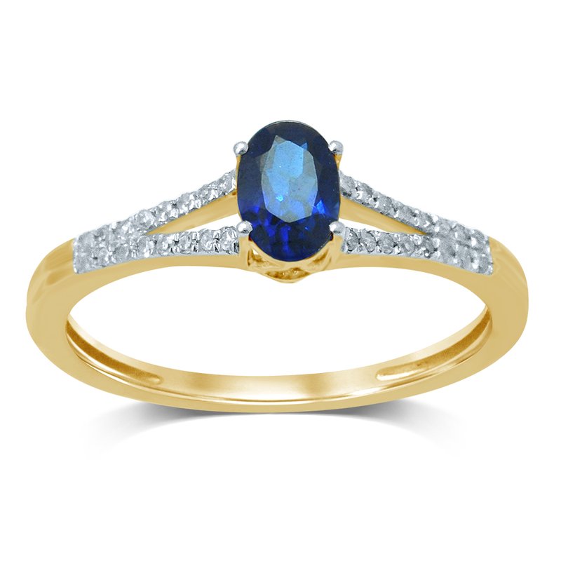 14K 0.10Ct  Diamond  Sapphire  Ring