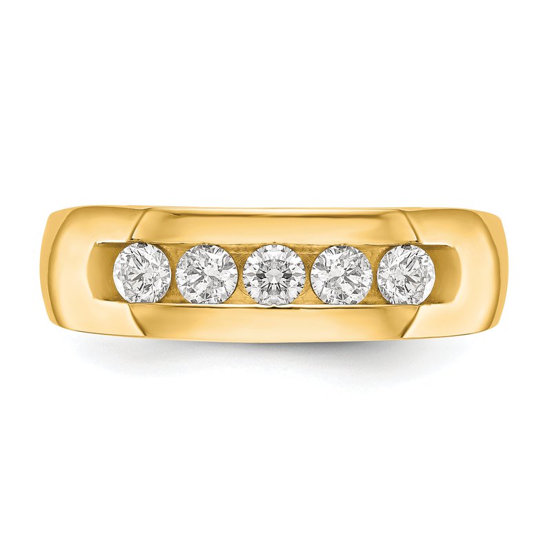 14K White Gold Men's 1/3 carat Lab Grown Diamond VS+ F+ Complete Channel Five Stone Band