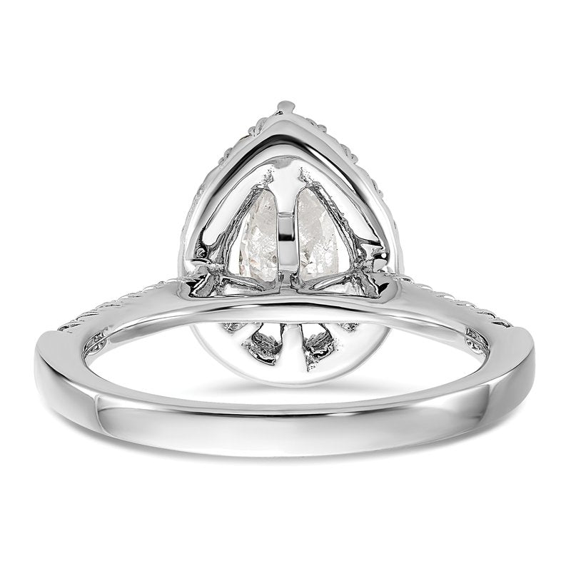 14K White Gold 1/3 carat Lab Grown Diamond VS+ F+ Semi-Mount Pear Halo Engagement Ring