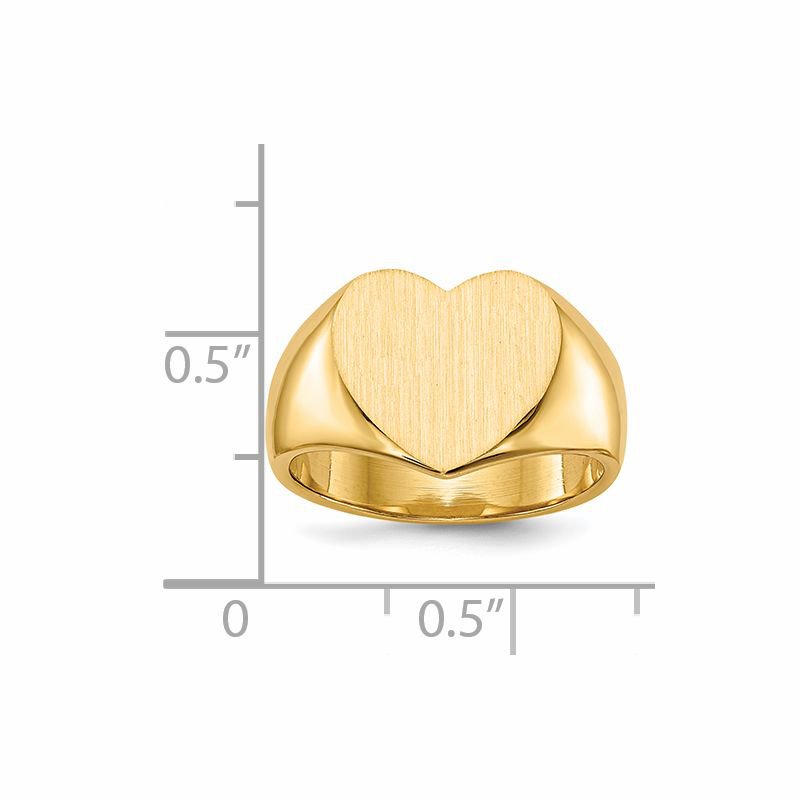 14k 12.5x11.5mm Closed Back Heart Signet Ring