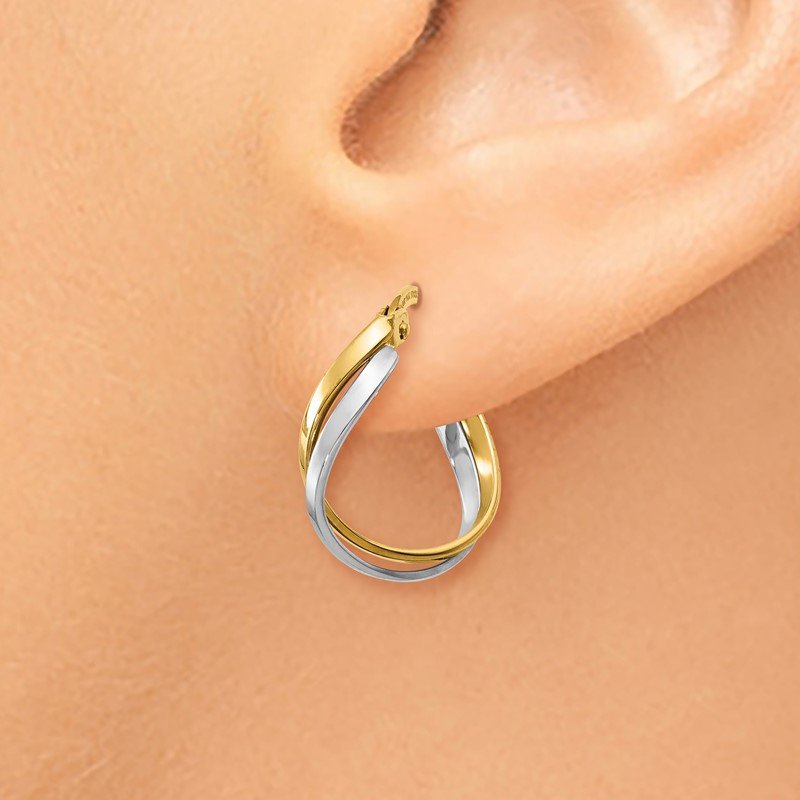 14K Two-Tone Polished Twisted Hoop Earrings