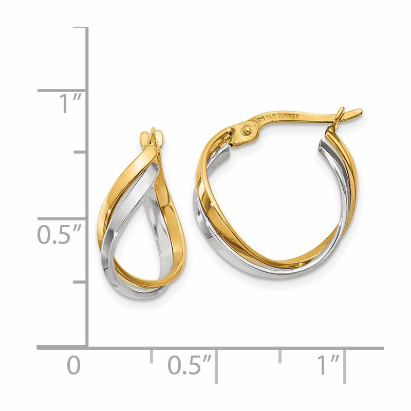 14K Two-Tone Polished Twisted Hoop Earrings