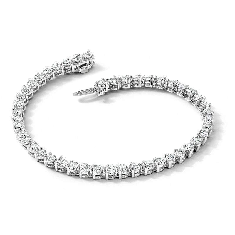 14K White Gold 4 3/4 carat Lab Grown Diamond VS+ F+ Complete Tennis Bracelet