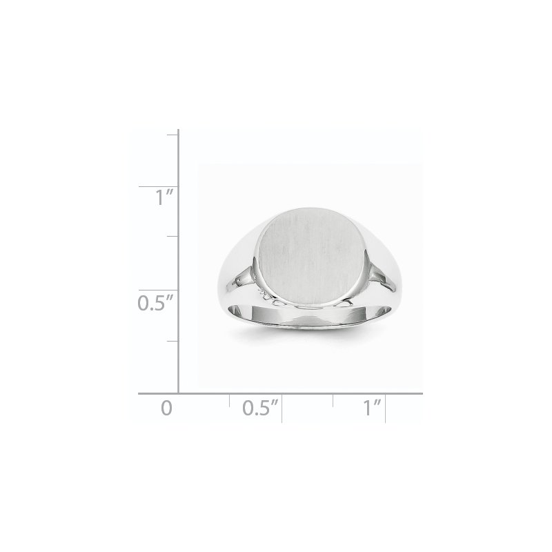 14k White Gold 13.5x12.5mm Closed Back Mens Signet Ring