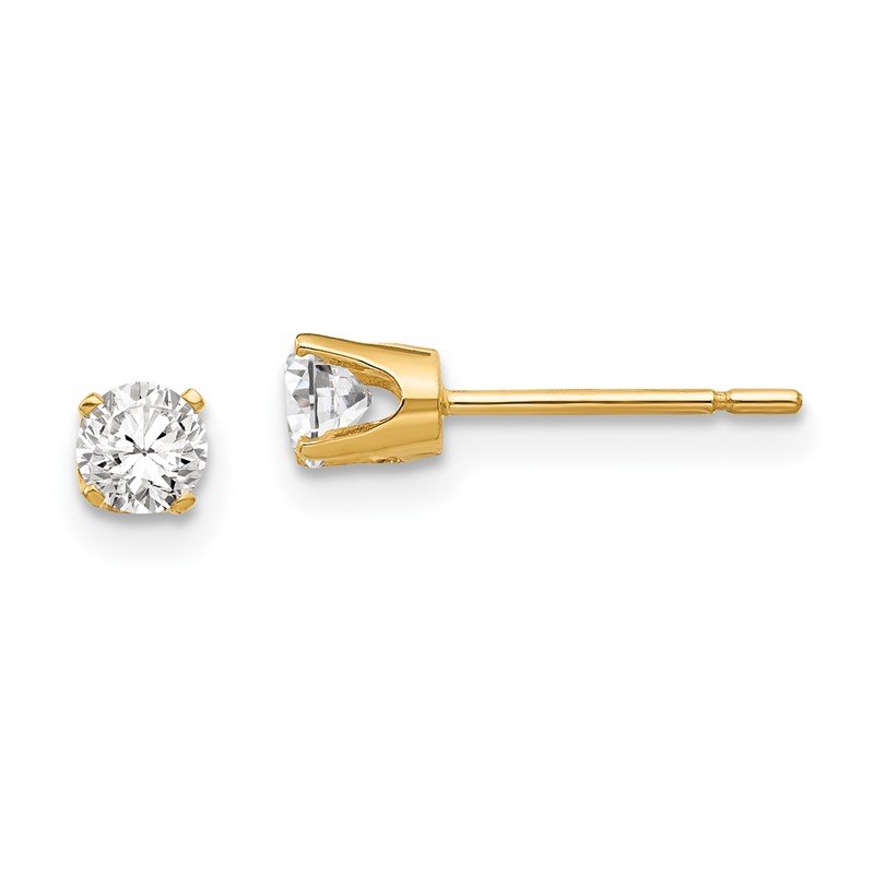 14k 3.5mm Round CZ Stud Earrings