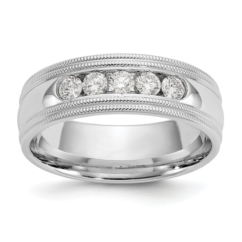 14K White Gold 1/2 carat Lab Grown Diamond VS+ F+ Size 10.5 Complete Double Miligrain Band