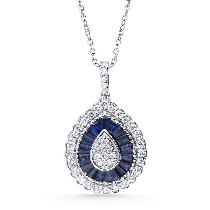14K 0.59Ct Diamond Sapphire Pendant