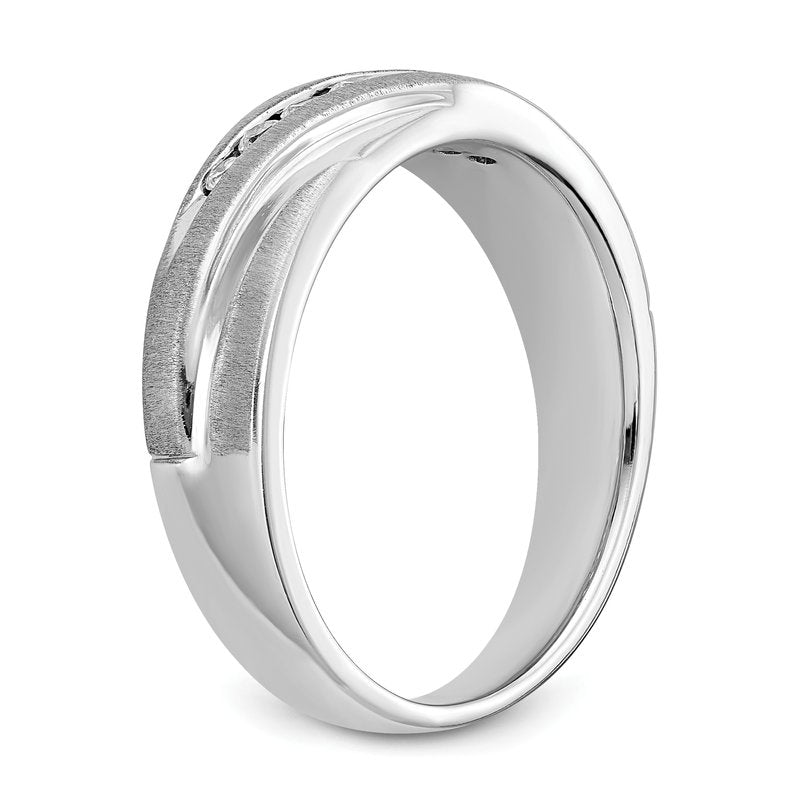 14K White Gold Men's 1/4 carat Lab Grown Diamond VS+ F+ Complete Brushed and Polished Band