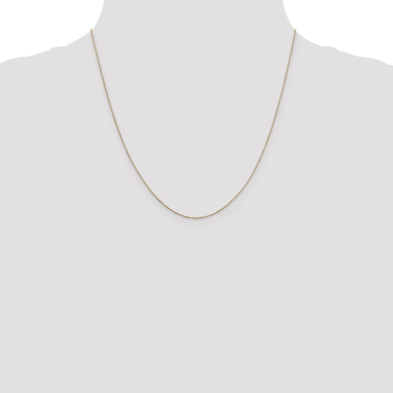 14K 14 inch .6mm Diamond-cut Round Open Link Cable with Spring Ring Clasp Chain