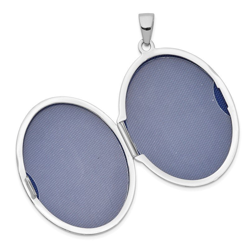 14k White Gold Polished Domed Plain 34mm Oval Locket