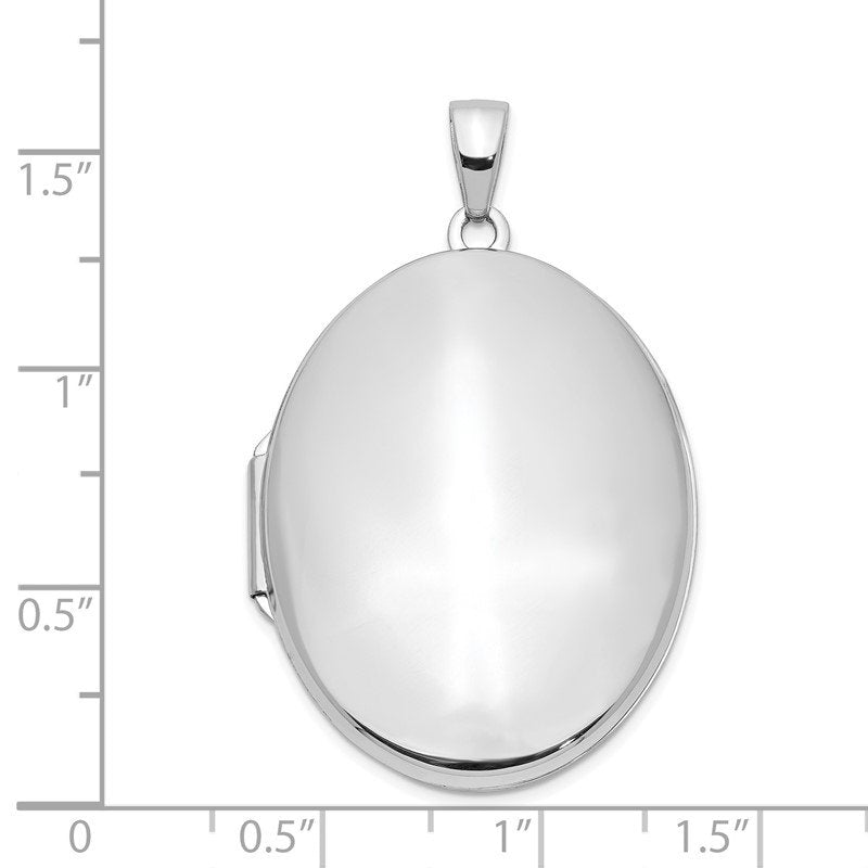 14k White Gold Polished Domed Plain 34mm Oval Locket