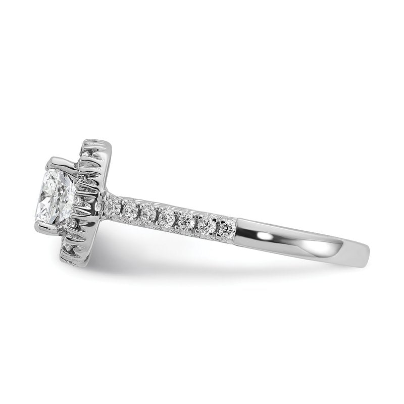 14K White Gold 3/8 carat Lab Grown Diamond VS+ F+ Semi-Mount Cushion Halo Engagement Ring