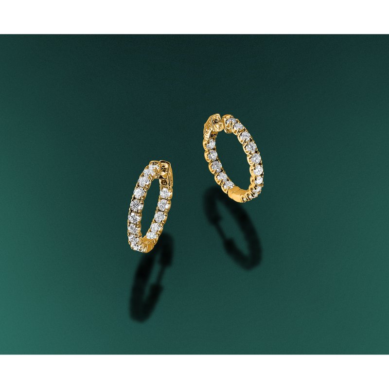 14K Yellow Gold 2 3/4 carat Lab Grown Diamond VS+ F+ Complet In and Out Hoop Earrings