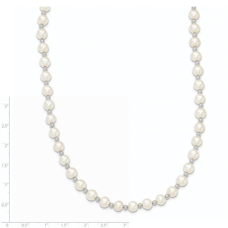14k White Gold 6-7mm White Near-Round Freshwater Cultured Pearl Beaded 18 inch Necklace