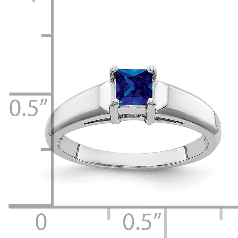 14k White Gold 4mm Princess Cut Sapphire ring