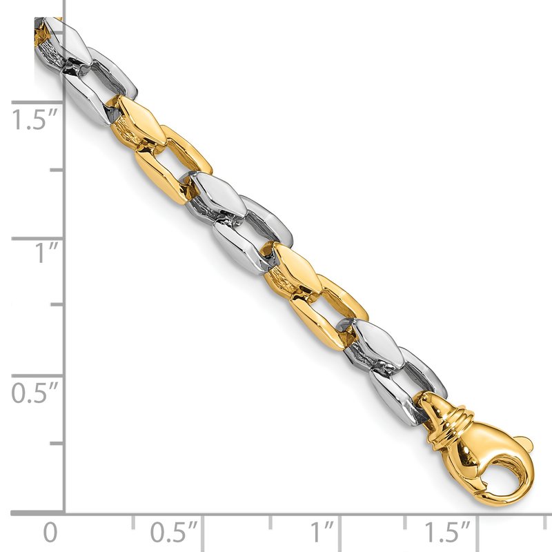 14K Two-tone 18 inch 4.5mm Hand Polished Fancy Link with Fancy Lobster Clasp Chain