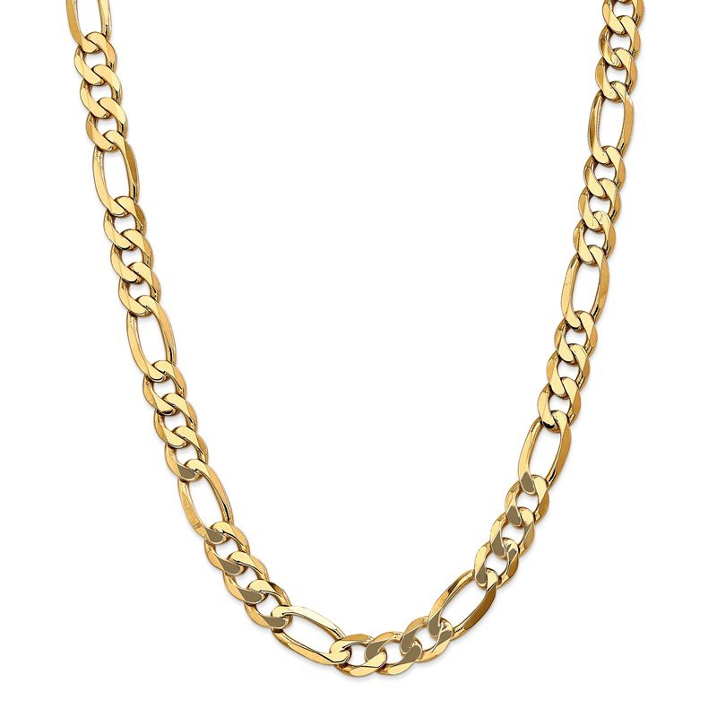 14K 26 inch 10mm Flat Figaro with Lobster Clasp Chain
