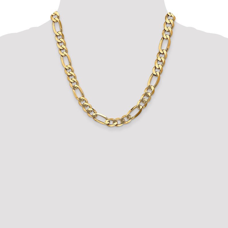 14K 26 inch 10mm Flat Figaro with Lobster Clasp Chain