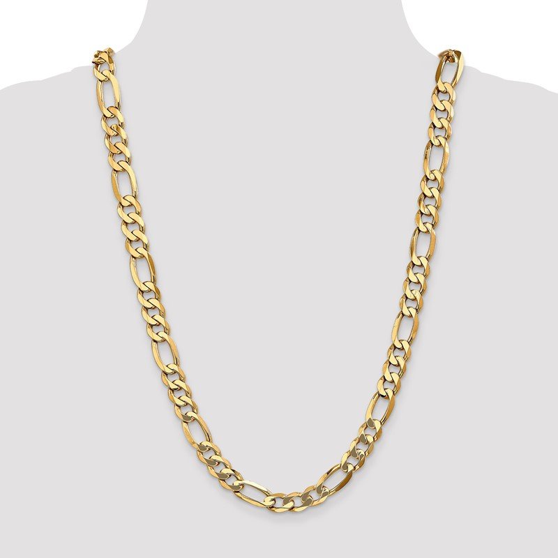 14K 26 inch 10mm Flat Figaro with Lobster Clasp Chain