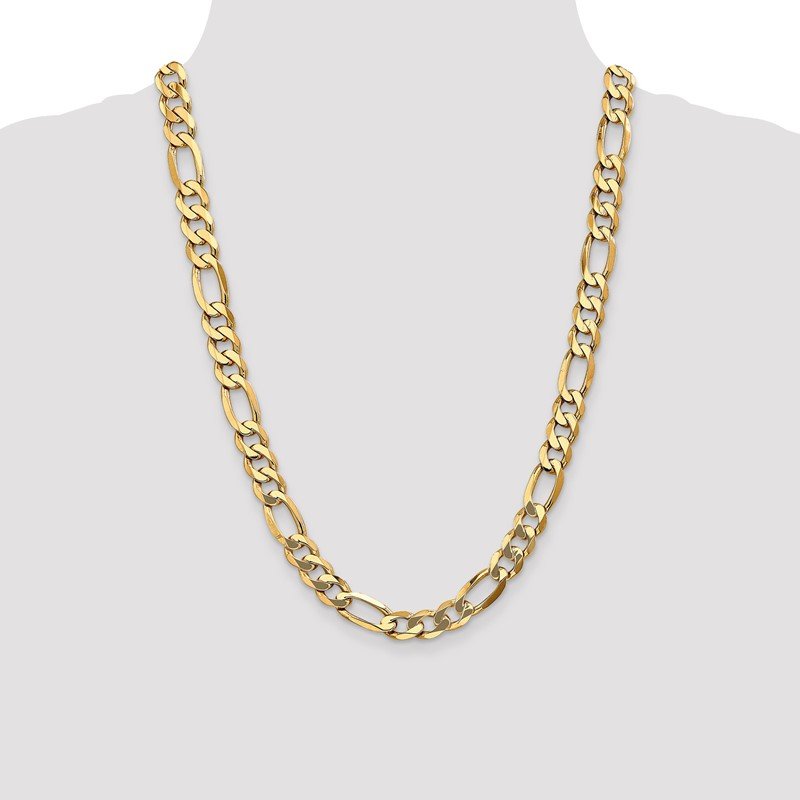 14K 26 inch 10mm Flat Figaro with Lobster Clasp Chain