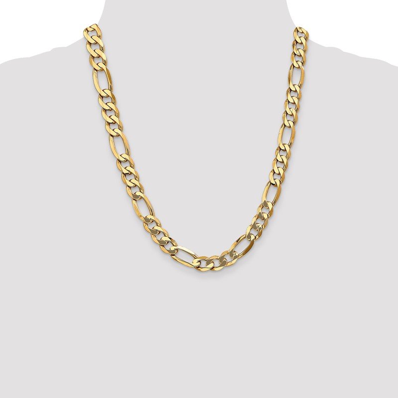 14K 26 inch 10mm Flat Figaro with Lobster Clasp Chain